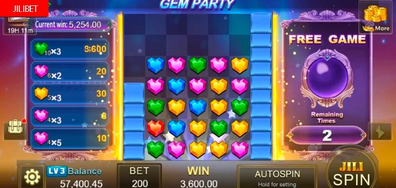 JILIBET Gem Party Slot Machine Libreng Spins Bonus Game