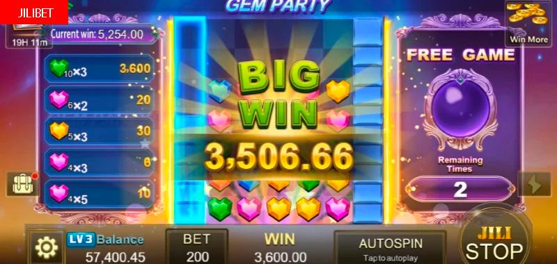 JILIBET Gem Party Slot Machine Libreng Spins Bonus Game